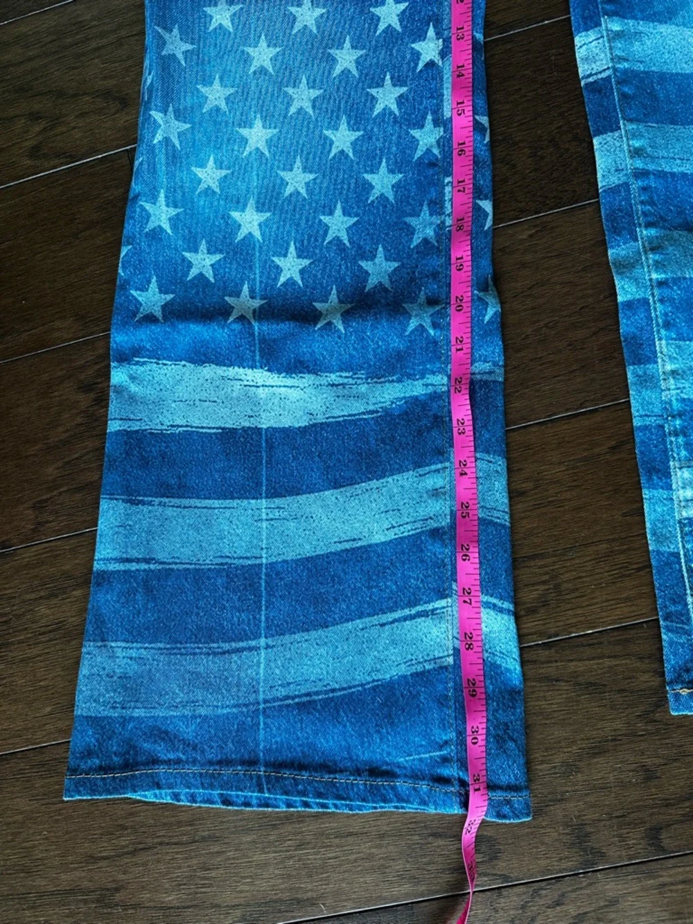 Vibrant VBRT Blue American Flag Wide-Leg Jeans NWT Stars Stripes Western - Picture 9 of 9